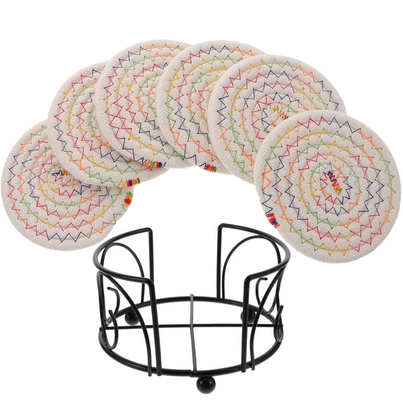 UPGRATOR 6Pcs Cup Coasters for Table Cotton Rope Woven Insulation Pad Backyard Decorative