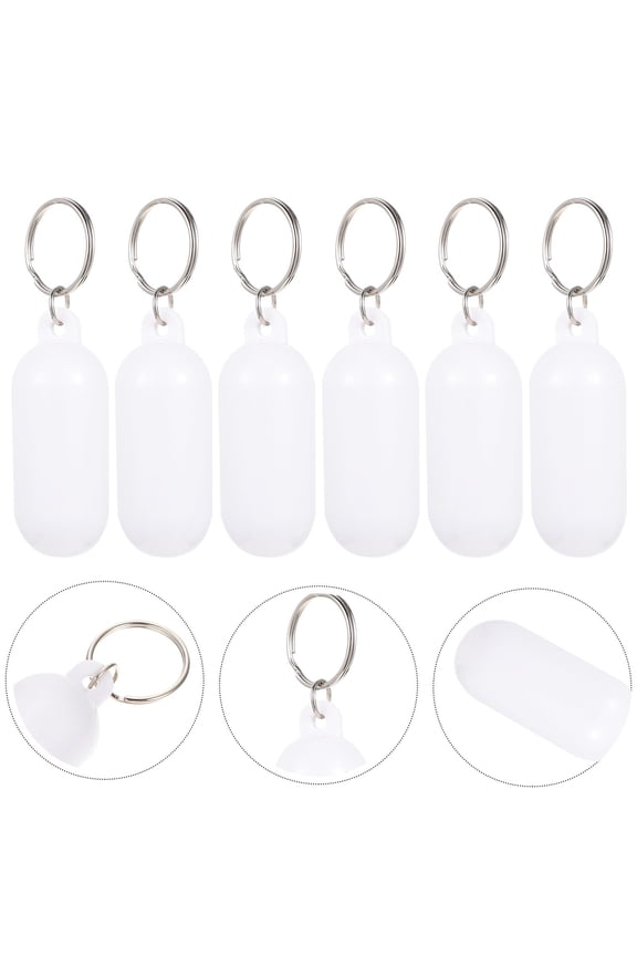 6Pcs Float Key Ring White Alloy ABS Ideal for Boating Fishing and Outdoor Use