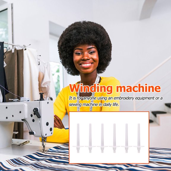 UPGRATOR 6Pcs Sewing Machine Spool Pins Plastic Bobbin Winders White Easy Storage