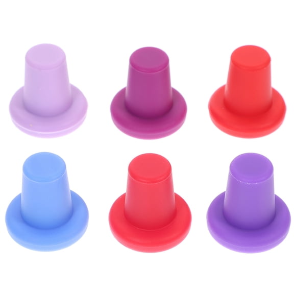 UPGRATOR 6Pcs Silicone Fresh Keeping Bottle Cap Deep Purple Simple Design For