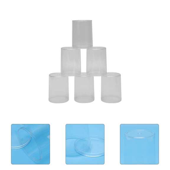 UPGRATOR 6Pcs Small Figurine Display Case Round Transparent Model Storage Box for Collection