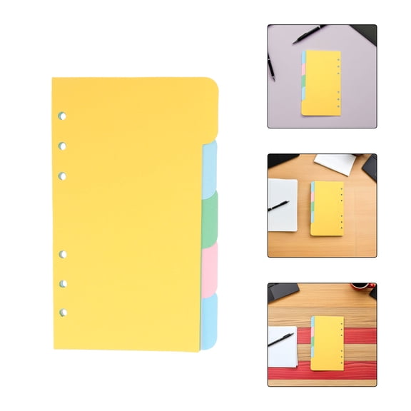 UPGRATOR 6 Sets A6 Loose Leaf Binder Dividers with Multi-Color Tabbed Cardboard Insert Pages for Organizing Planners