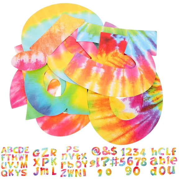 UPGRATOR 72Pieces Spring Bulletin Board Letters Cutout Design in Assorted Color and Tie-dye Style for Classroom Use