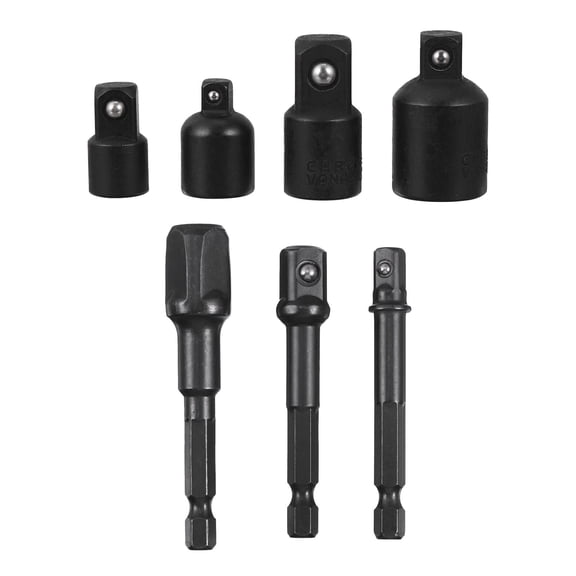 UPGRATOR 7Pcs Metal Screwdriver Socket Adapter Set Black with Locking Pin Holes and Heat Treated Steel