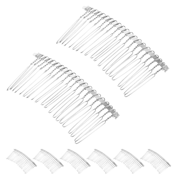 UPGRATOR 8Pcs Plated Silver Metal Hair Comb Clips for Wedding Veil and Elegant Hairstyle Enhancements
