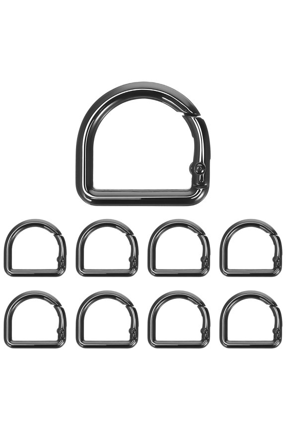 9Pcs Alloy D Rings D Ring Clips for Keychain Quick Attachment and Detachment Black