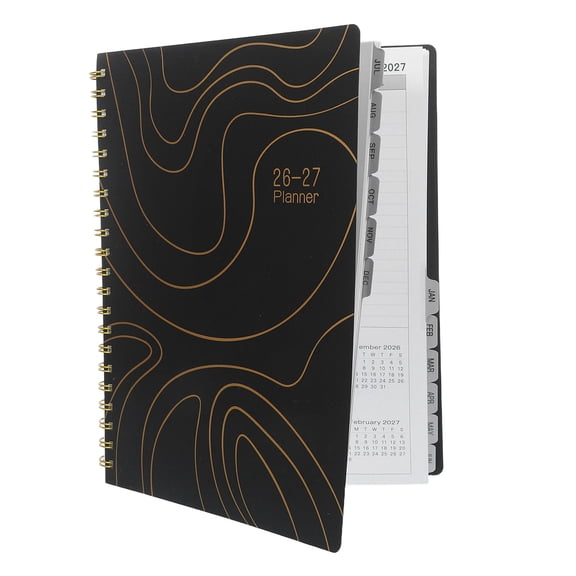 UPGRATOR Slim Monthly Planner Notebook 2026 Black Compact Daily Organizer with Dual Weekly Monthly Layout