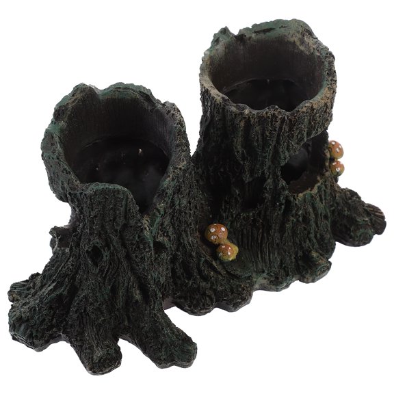 UPGRATOR Aquarium Driftwood Decorations Dark Brown Branch Style Stump Design with Wide Holes for Nano Tank