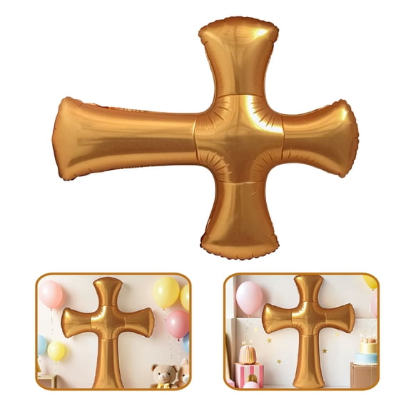 UPGRATOR Balloons for Birthday Golden Aluminium Film Cross Shape Infants Celebration 1Set