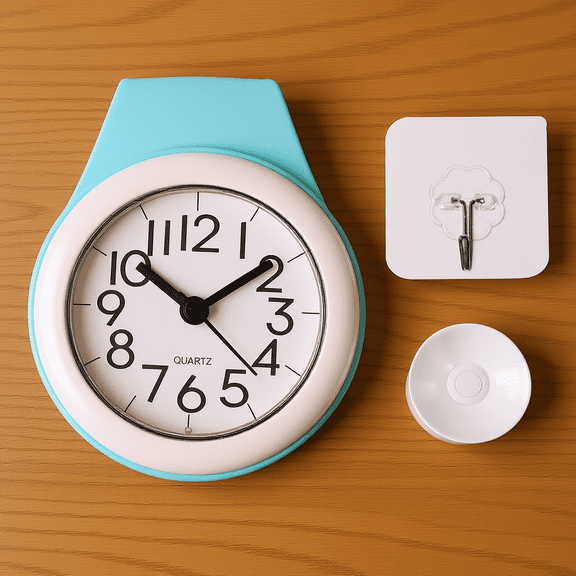 UPGRATOR Bathroom Shower Clock with Cup and Handle for Wall Mount