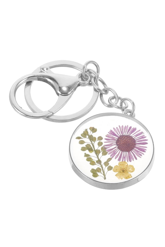 Beautiful Pressed Flower Key Chain Alloy Material Decorative Bag Hanging Charm