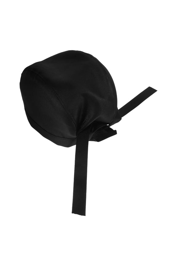 Black Catering Skull Cap Chefs Hat Made from Durable Canvas with Back Ribbon