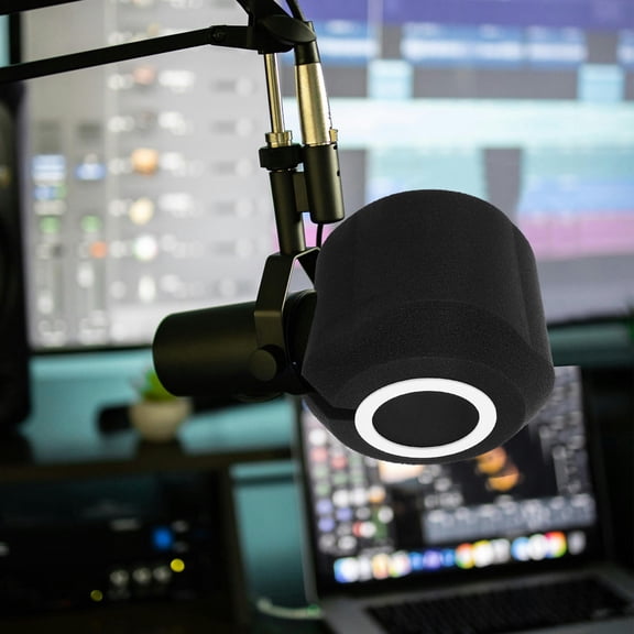 UPGRATOR Black Microphone Isolation Shield with Sponge Cover for Noise Reduction and Soundproofing