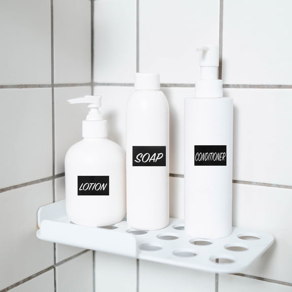 UPGRATOR Black PVC Self-Adhesive Soap Bottle Labels for Bathroom Dispenser Organizing and Cleaning