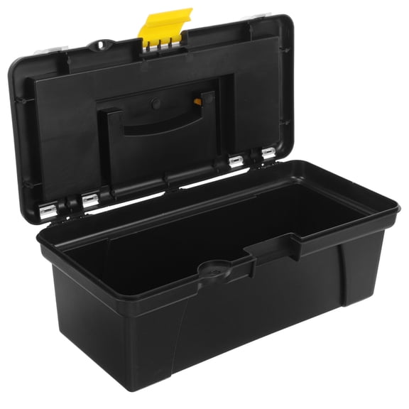 UPGRATOR Black Plastic Tool Box Portable Organizer for Mechanics and Power Tools Storage