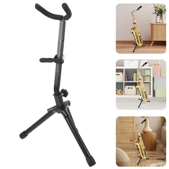 UPGRATOR Black Saxophone Rack Holder Portable Floor Stand for Display and Safe Saxophone Storage