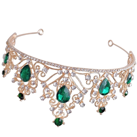 UPGRATOR Bridal Crowns Bridal Tiara Rhinestone Crown Green Zinc Alloy 1Pack 6.7X6.7X2.6In