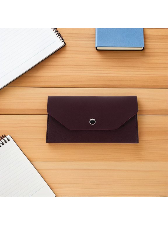 Slim Budget Envelope Wallet Brown with Multiple Compartments for Organized Cash and Cards