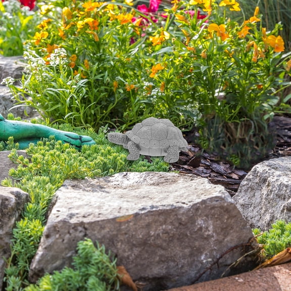 UPGRATOR Versatile Grey Turtle Sculpture for Fairy Gardens and Aquariums - Symbolic