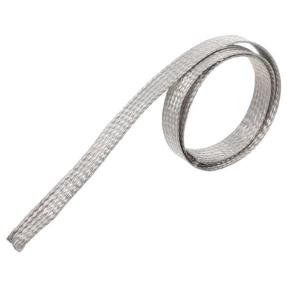 UPGRATOR Copper Braided Ground Strap Plated Silver Flat Expandable Sleeve for Audio and Automotive Wire Shielding