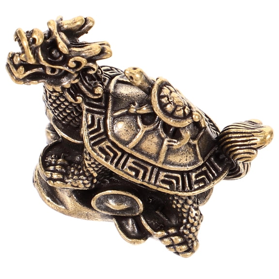 UPGRATOR Copper Dragon Turtle Figurine Retro Style Animal Statue Decor Indoor Use 1Pcs