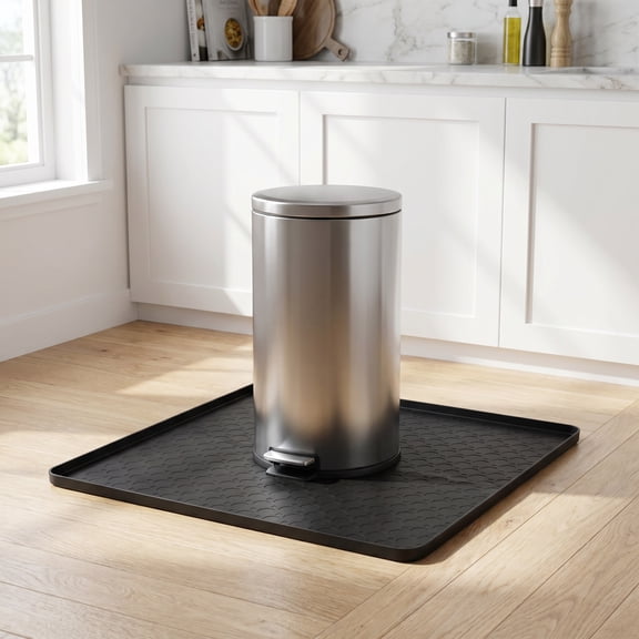 UPGRATOR Black Silicone Trash Can Mat with Non- Base and Scratch Resistant