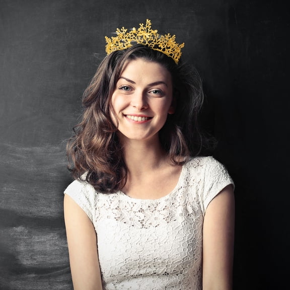 UPGRATOR Crystal Rhinestone Crown Bridal Tiaras Golden 1Pcs Hair Accessory for Women Wedding