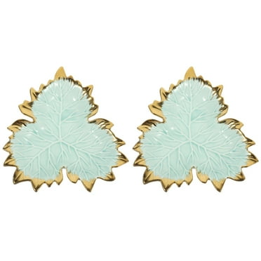 UPGRATOR Decorative Ceramic Plate Edge Jewelry Display Home 2Pcs 7.86X7.07X1.18in