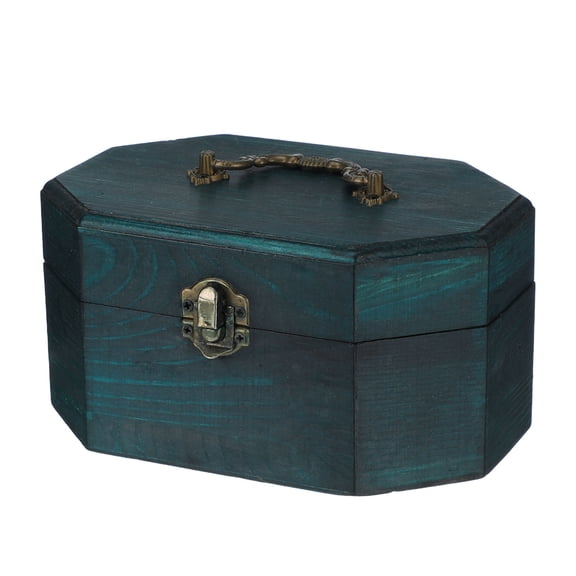 UPGRATOR Green Wooden Retro Storage Box with Handle Large Capacity Decorative Chest