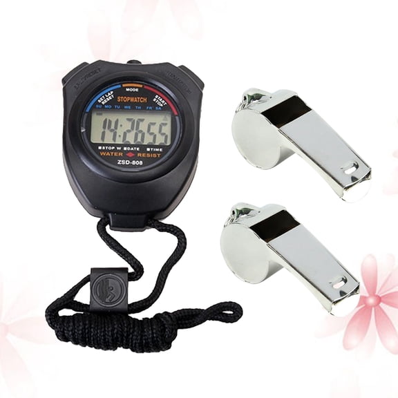 UPGRATOR Double Channel Stopwatch with Whistles Electronic Timer for Referee Training and Racing
