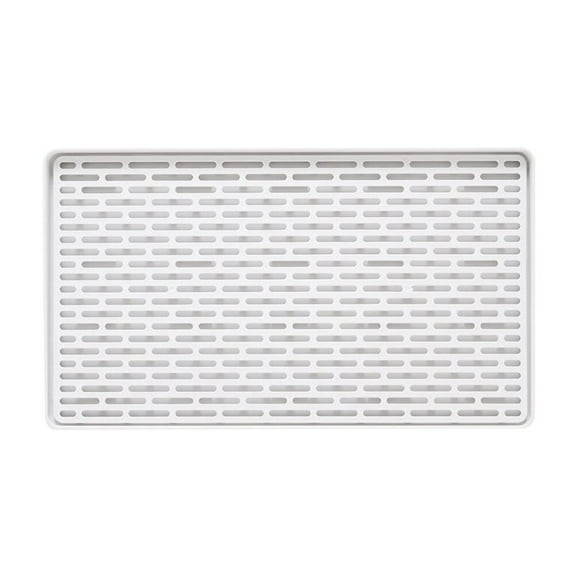 UPGRATOR Double Layer Design Silver Dish Racks for Kitchen Counter with Water Drainage 1Set