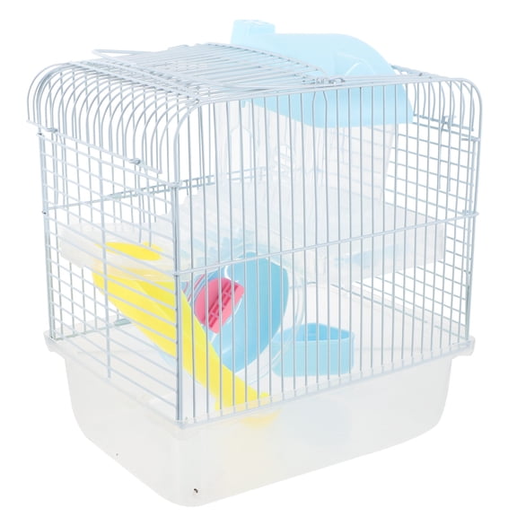 UPGRATOR Double-Layer Hamster Cage, Sky-Blue Plastic and Wire, Unique Castle Design