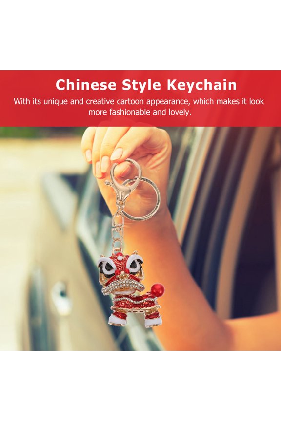 Durable Traditional Lion Dance Keychain with Chic Appearance for Key Ring Accessory