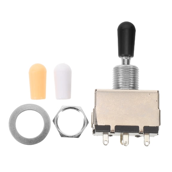 UPGRATOR Electric Guitar 3 Way Toggle Switch with Metal Caps Plated Silver Versatile Pickup Selector Replacement