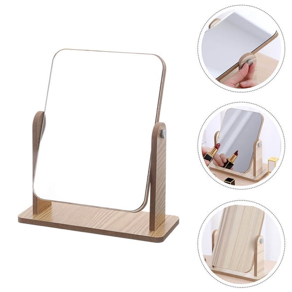 UPGRATOR Elegant Khaki Cosmetic Mirror with Stable Base for Dresser and Bedroom Decor
