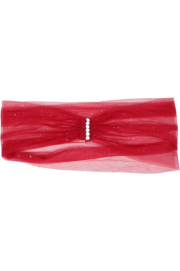 Elegant Red Wedding Shawl for Bride Sparkling Chiffon Wrap with Star Glitter