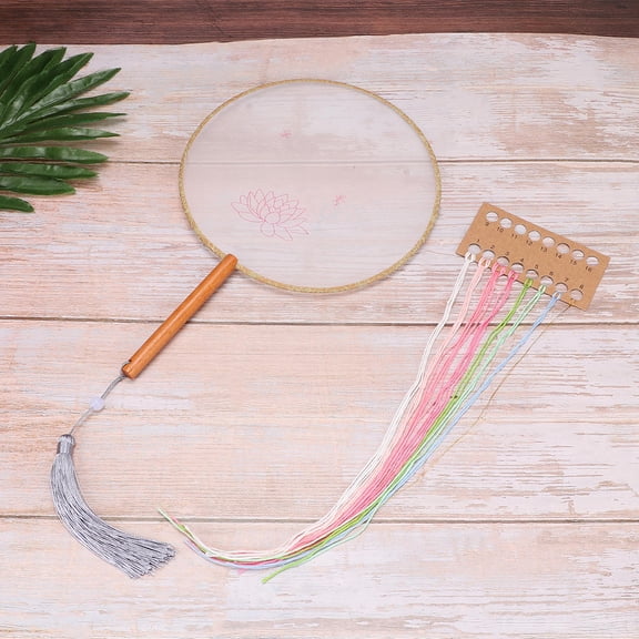 UPGRATOR Durable White Silk Fan Making Kit with Preprinted Fabric and Tools for DIY Projects