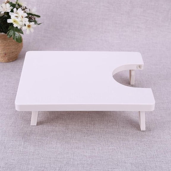 UPGRATOR Extension Table for Sewing Machine White Plastic with Round Corner Edges and Folding Legs