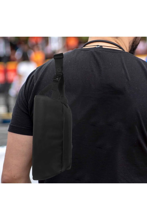 Fashion Man Pouch Black Polyester Casual Shoulder Bag Multi Function Storage