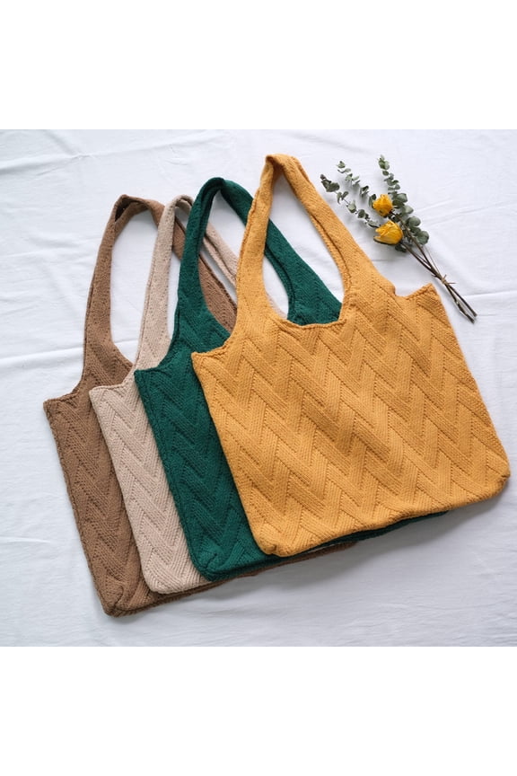 Lightweight Thread Shoulder Bag with Large Capacity, Stylish Artistic Design for Everyday Use