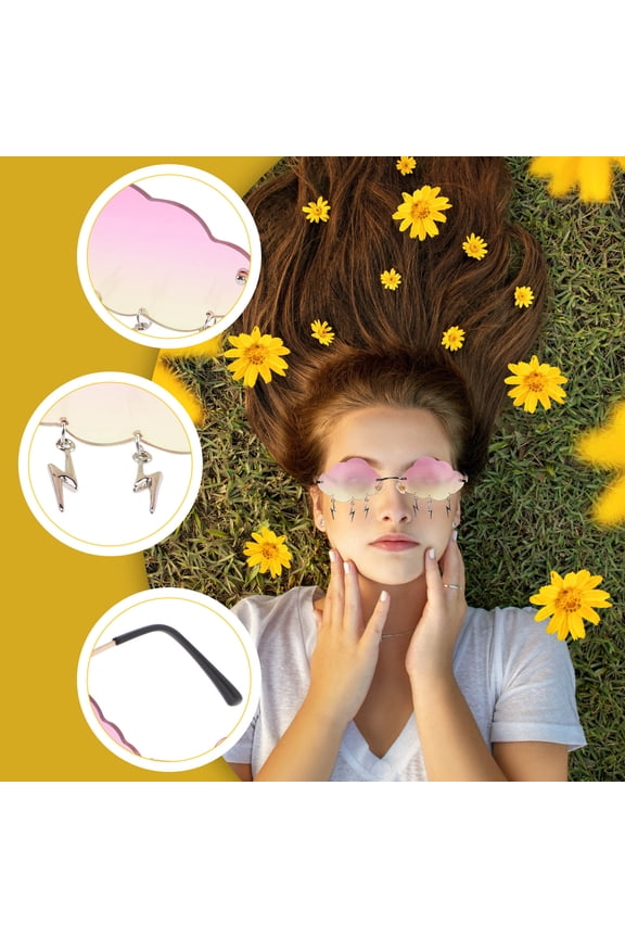Fashion Unisex Cloud Shaped Eyeglasses Rimless Sunglasses for Party and Street Photos