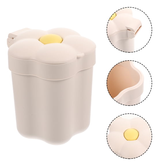 UPGRATOR Flower Shaped Garbage Can Mini Trash Cans for Desks White Plastic for Daily Life 1Pcs