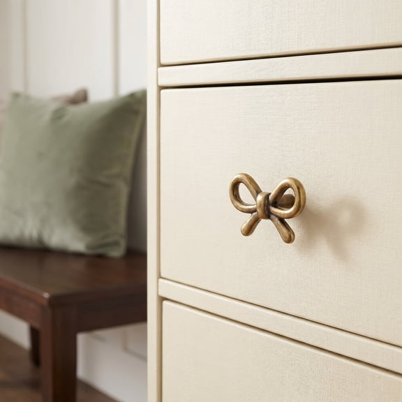 UPGRATOR Brass Bow Shaped Drawer Knobs for Cabinets, Wardrobes, Dressers and Furniture Handles