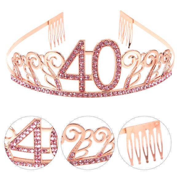 UPGRATOR Golden Tiara Comb with Sparkling Rhinestones and Wavy Design for Hair Decoration