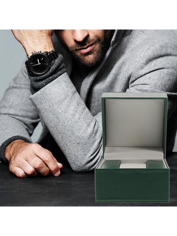 Decorative Green PU Watch Box Durable and Scratch-Resistant Case