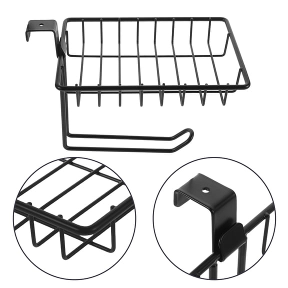 UPGRATOR Holds Paper Towels Toilet Paper Holder With Storage Basket Black 1Pack
