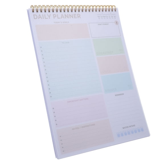 UPGRATOR Hourly Notepad Undated Daily Planner with Double Wire Binding and PVC Cover for Writing Use Pink 8.5 x 11