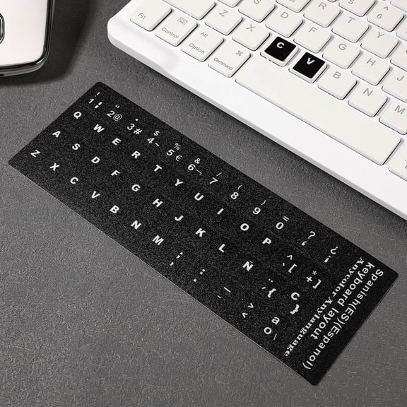 UPGRATOR 10Sheets Easy Apply Spanish Keyboard Stickers Black for Office and Home