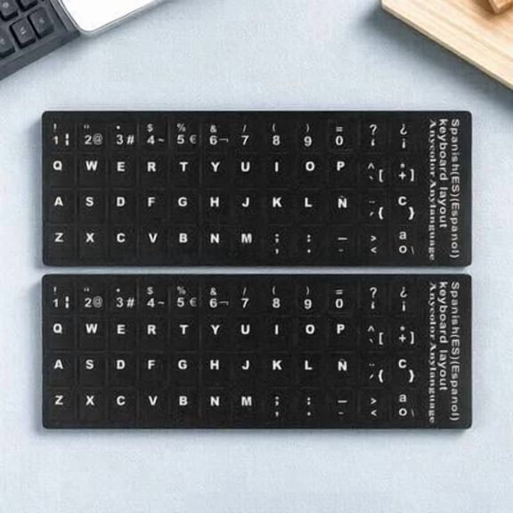 UPGRATOR 10Sheets Universal Black Keyboard Stickers Spanish Letters for Office Home Laptop Use