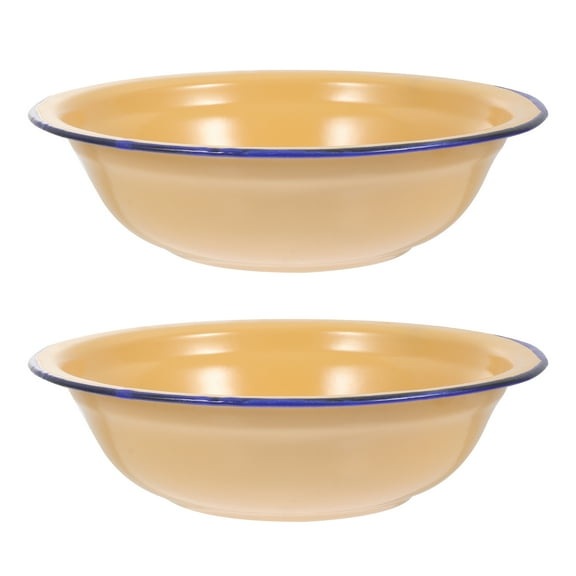 UPGRATOR Large Enamel Basins Multi Purpose For Home And Restaurant 2Pack 10.2x10.2x2.7in